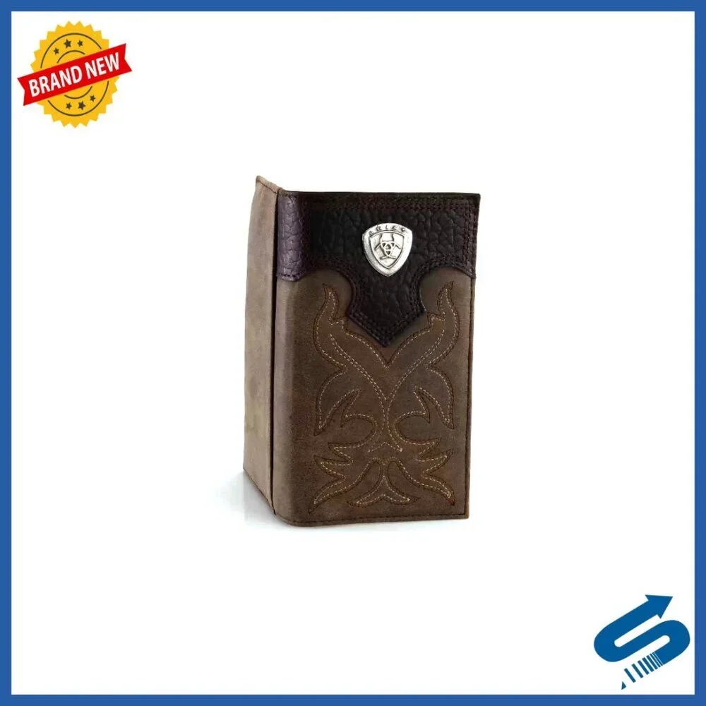 Men's Top Grain Leather Wallet with 17 Pockets Bi-Fold Western Style